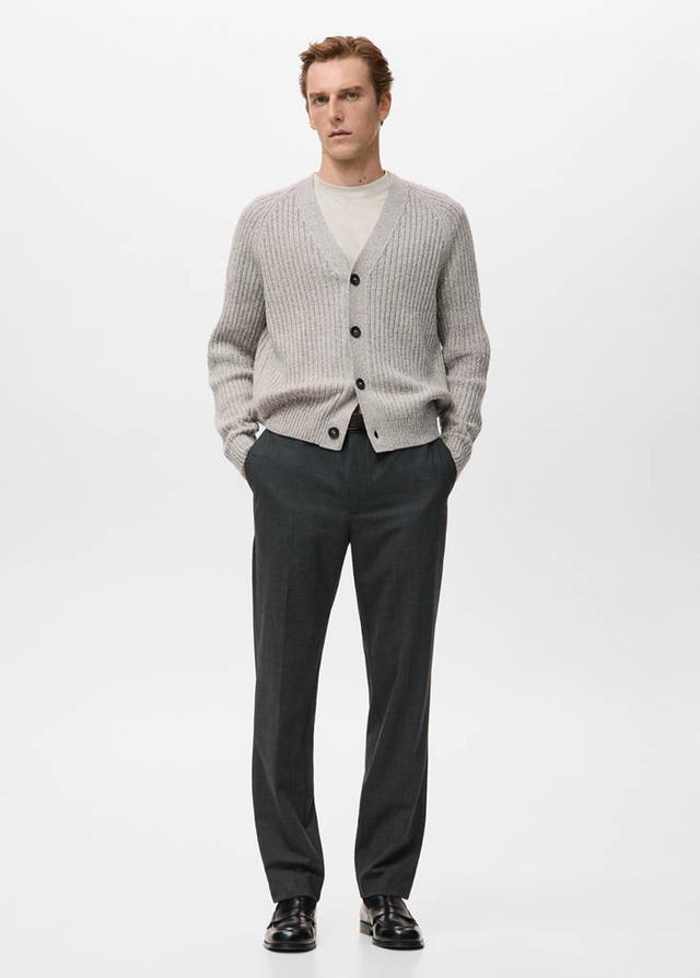 MANGO MAN - Regular fit micro-check trousers dark heather grey - 30