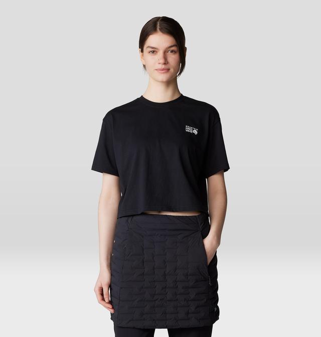 Mountain Hardwear Women's MHW Logo Boxy Crop Short Sleeve - L - Black