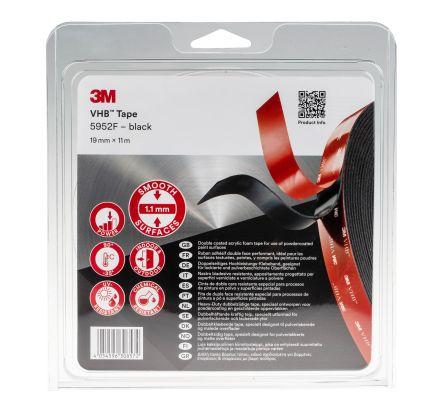 3M 5952F, VHB™ Black Foam Tape, 19.0mm x 11.0m, 1.10mm Thick