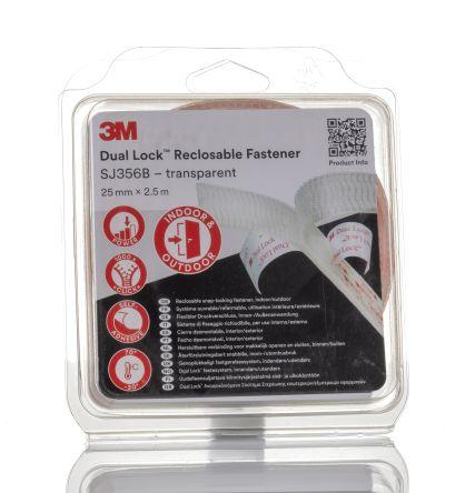 3M Dual Lock™ SJ3560 Clear Hook & Loop Tape, 25mm x 2.5m