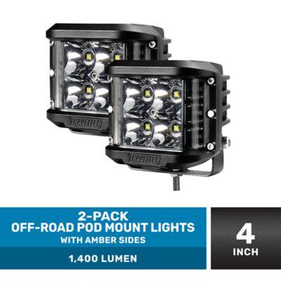 Traveller 1,400-Lumen Offroad Pod-Mount Lights with Amber Sides, 4 in., 2-Pack