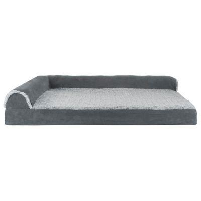 FurHaven Two-Tone Faux Fur and Suede Orthopedic Deluxe Chaise Lounge Sofa Pet Bed