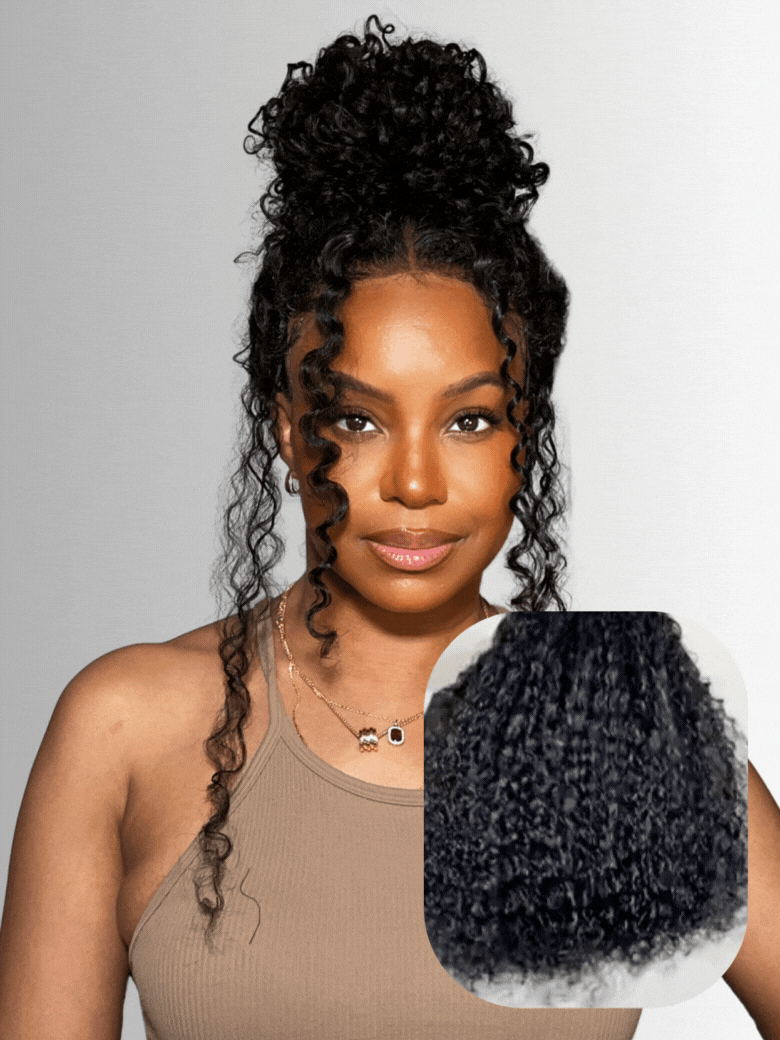 [24"=$99 | 200% Density] 13x4 Transparent Lace 4C Baby Hair Curly Black Natural Wig