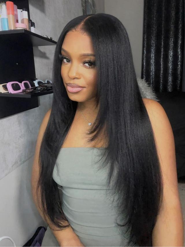[22" and 24" for $119 each]13x4 Pre-Everything™ Lace Frontal Black Yaki Straight Layered Wig with Invisi Drawstring