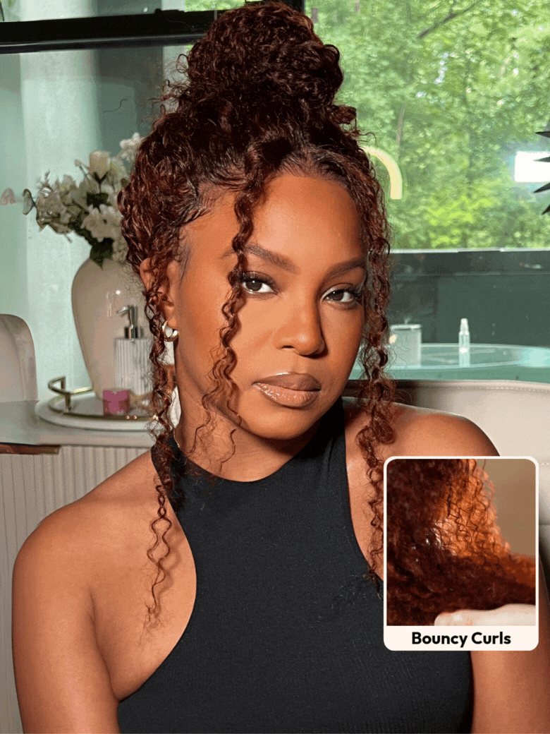 [24 Inch BOGO]UNice 7x5 Bye-Bye Knots™ Wig Glueless Lace Sunset Jerry Curly for Reddish Brown Drawstring Wig With Bleached Knots