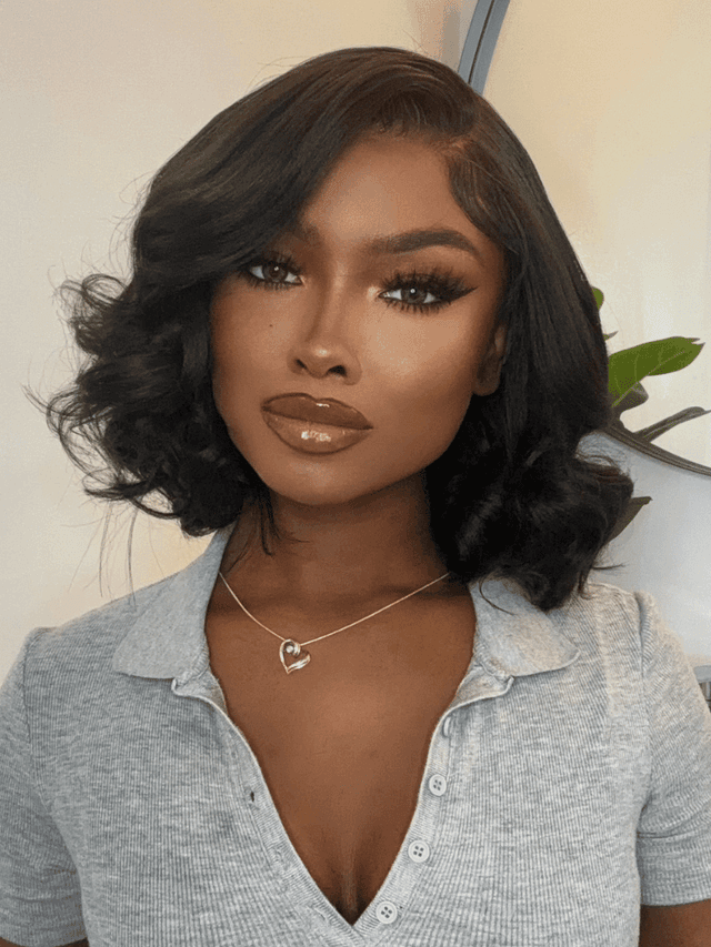 [All Length $79] 7x5 Bye Bye Knots™ Wig Black Yaki Bob Glueless Bleached Knots Wig