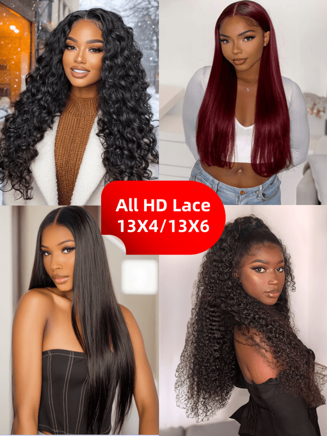 13x4/13x6 HD Lace Frontal Straight/ Deep Wave/ Curly Wig 180%-250% Density