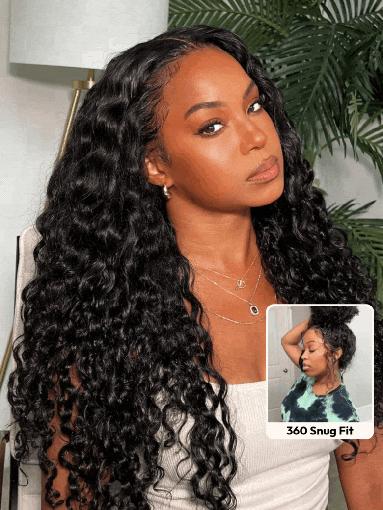 7x5 Bye Bye Knots & 13x4 Pre-Everything™ Lace Frontal Natural Black Water Wave Curly Drawstring No Baby Hair