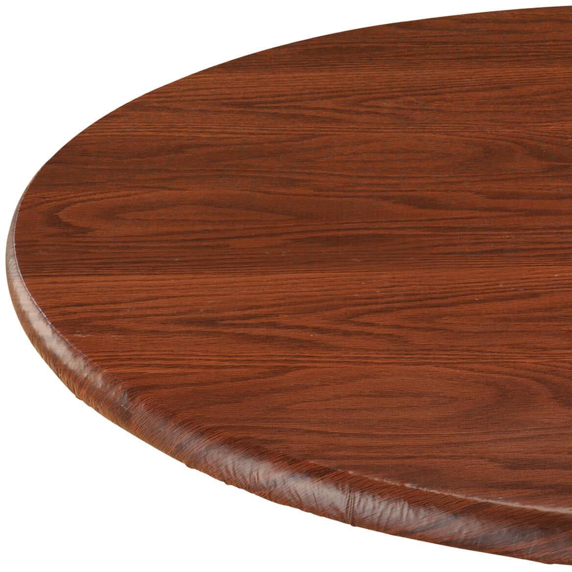 Wood Grain Vinyl Elasticized Table Cover-Pine-40" - 44" dia. Round