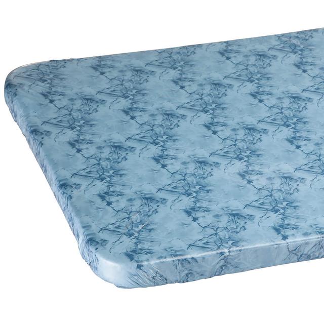 Marble Vinyl Elasticized Banquet Table Cover-Green-48" x 24" Oblong