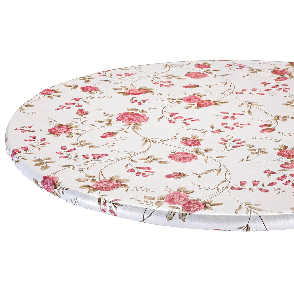 Rose Trellis Elasticized Vinyl Table Cover-40" - 44" dia. Round