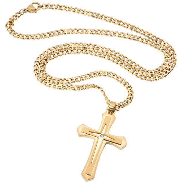 Personalized Stainless Steel/CZ Cross Pendant