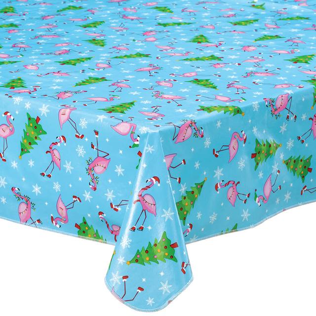 Festive Flamingos Vinyl Table Cover by Chef's Pride-60" x 90" Oblong