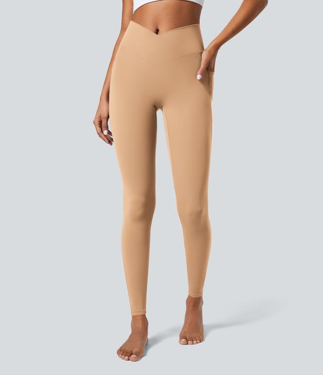 Halara - Softlyzero™ Plush Crossover Leggings mit Taschen - Butterum - S(7/8)