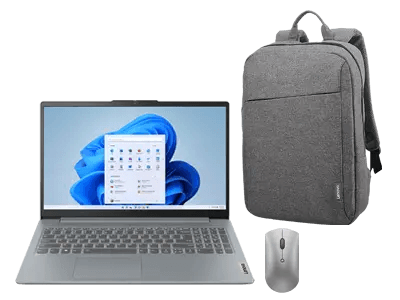 Lenovo IdeaPad Slim 3 15 (R5-Windows 11 Home-16GB-512GB) + Backpack & Bluetooth Mouse AMD Ryzen™ 5 7520U Processor (2.80 GHz up to 4.30 GHz)/Windows 11 Home 64/512 GB SSD M.2 2242 PCIe QLC
