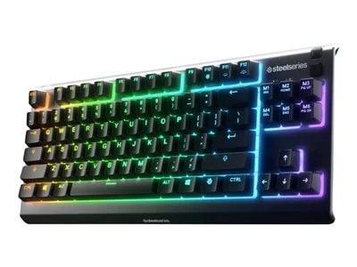 SteelSeries Apex 3 TKL Wired Membrane Whisper Quiet Switch Gaming Keyboard with RGB Backlighting - Black