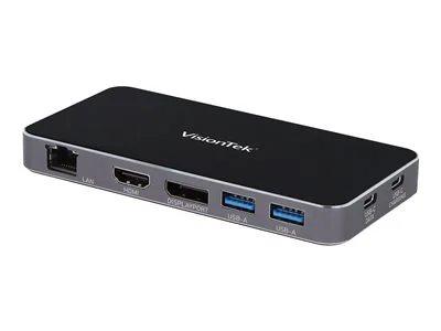 VisionTek VT350 USB-C Portable Hub - Dual 4K, Ethernet 100W Power Passthrough 2x USB-A