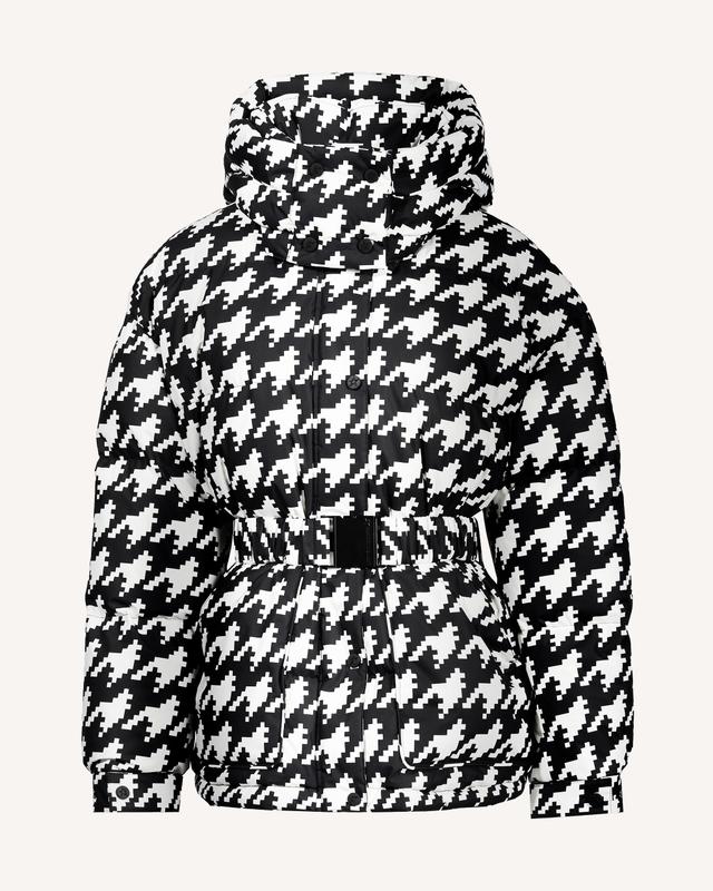 Perfect Moment Women's Maya Down Parka Jacket, Ski Jackets, Houndstooth - Black/Snow White, L
