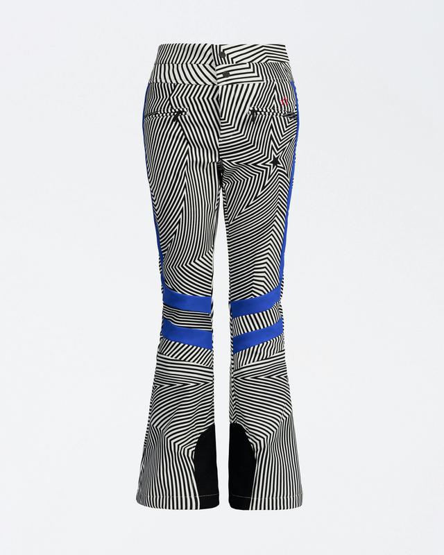 Perfect Moment Women's Star-Print High-Waist Aurora Flare Pant, Ski Pants, B&W Warped Star, XL