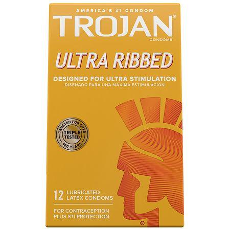 Trojan Stimulations Ultra Ribbed Lubricated Condom - 12.0 ea