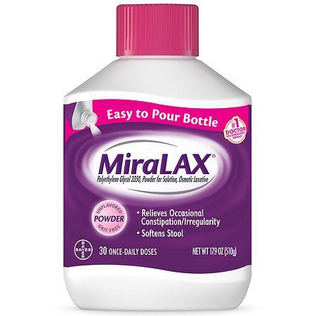 MiraLAX Gentle Constipation Relief Polyethylene Glycol 3350 Laxative Powder Unflavored - 17.9 oz