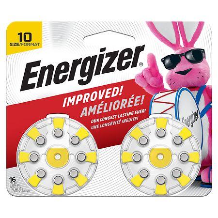 Energizer Hearing Aid Batteries Size 10, Yellow Tab 10 - 16.0 ea