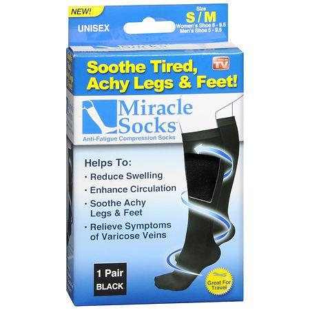 Miracle Socks Anti-Fatigue Compression Socks, Unisex Black - Small/Medium 1.0 pr