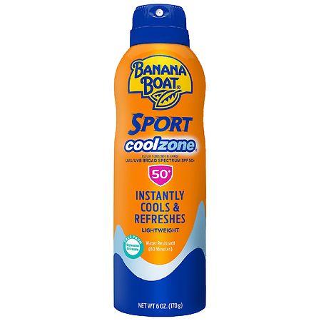 Banana Boat Sport Cool Zone Clear Sunscreen Spray SPF 50 Refreshing, Clean Scent - 6.0 oz
