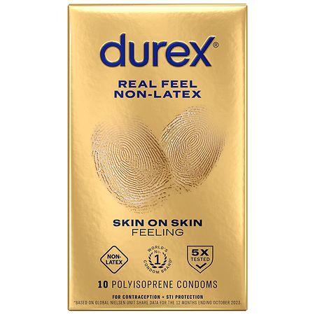 Durex Bare Real Feel Condoms, Non Latex Lubricated Condoms for Men, Regular Fit - 10.0 ea