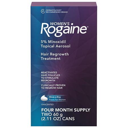 Rogaine Women's 5% Minoxidil Foam For Hair Regrowth Unscented - 2.11 oz x 2 pack