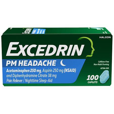 Excedrin Triple Action Headache Relief Caplets, PM - 100.0 ea