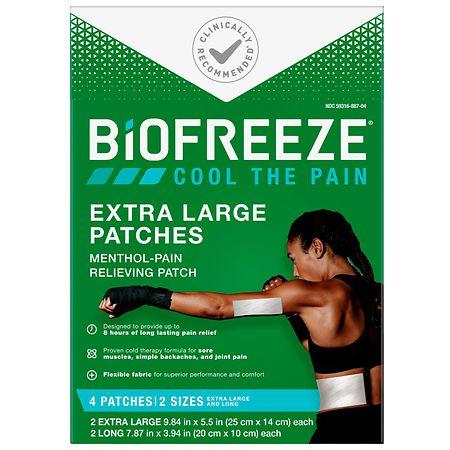 BIOFREEZE Pain Relief Patches, for Back Knee Muscle Joint & Arthritis Pain - Extra Large 4.0 ea