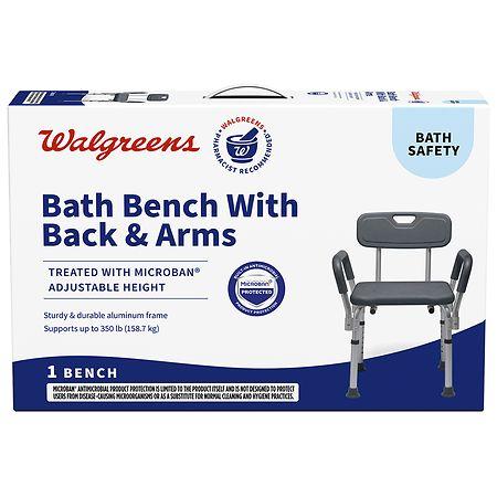 Walgreens Bath Bench with Back & Arms, Microban Protection - 1.0 ea