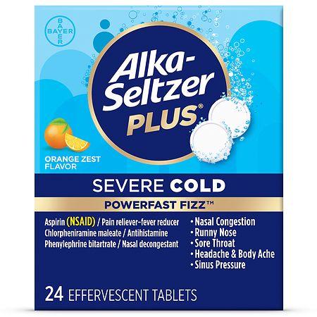 Alka-Seltzer Plus Effervescent Tablets Orange Zest - 24.0 ea