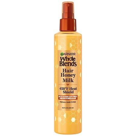 Garnier Whole Blends Hair Honey Milk 450F Heat Shield Spray, Up To 100Hrs Anti-Frizz - 8.5 fl oz