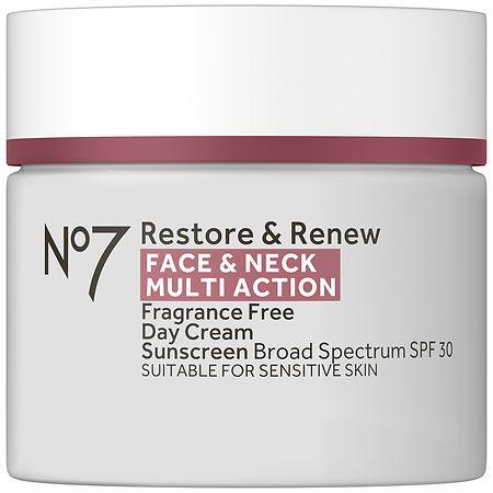 No7 Restore & Renew Face & Neck Multi Action Day Cream SPF 30 Fragrance Free - 1.69 oz