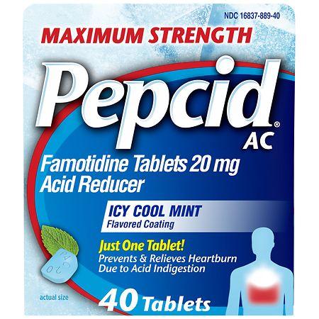 Pepcid AC Maximum Strength Heartburn Tablets Icy Cool Mint - 40.0 ea