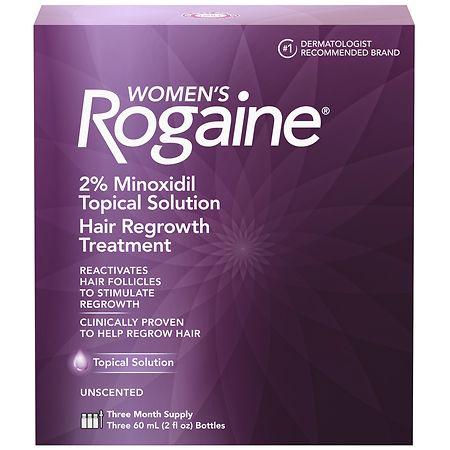 Rogaine Women's 2% Minoxidil Liquid Topical Solution Unscented, 3 Month - 2.0 fl oz x 3 pack