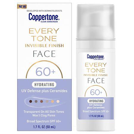 Coppertone Every Tone Invisible Finish Hydrating UV Defense Face Sunscreen SPF 60+ - 1.7 fl oz