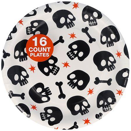 Happy Halloween Plates Skeleton Small - 16.0 ea