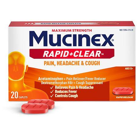 Mucinex Rapid+Clear Maximum Strength Cold & Cough Medicine, Rapid Release Caplets - 20.0 ea