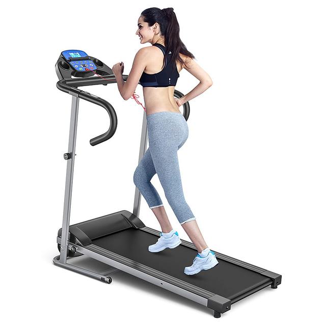 Costway - 1100W Folding Treadmill Electric Support Motorized Power Running Fitness Machine - Black