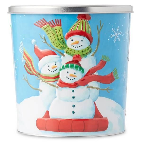 Hickory Farms 12 oz Sledding Snowmen Popcorn Tin