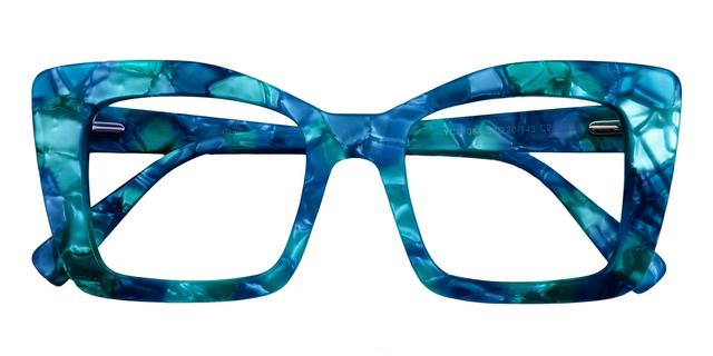 Cat Eye Eyeglasses, Full Frame Blue Plastic - FZ1804