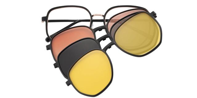 Polygon Eyeglasses, Full Frame Black TR90|Metal - FP2749