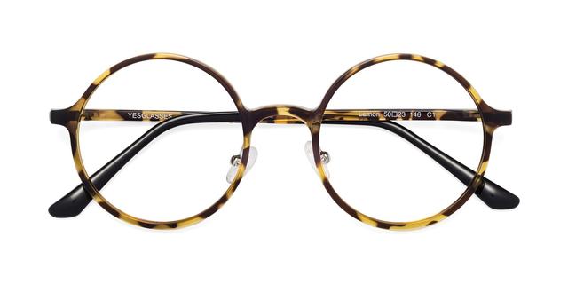 Tortoise Retro-Vintage Thin Plastic Round Blue Light Glasses - Lemon