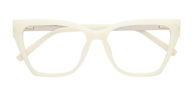 Ivory Medium Geek-Chic Oversized Butterfly Blue Light Glasses - Swartz