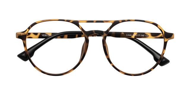 Leopard-Print Double Bridge Lightweight Low Bridge Fit Ultem Eyeglasses - Louis