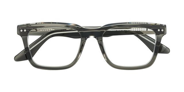 Gray/Clear Narrow Classic Acetate Trapezoid Blue Light Glasses - Martia