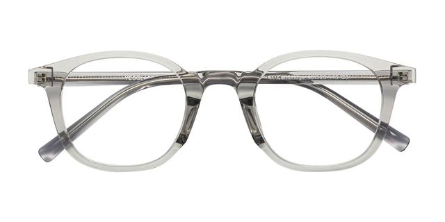 Translucent Gray Low Bridge Fit TR90 Round Full-Rim Blue Light Glasses - Cambridge